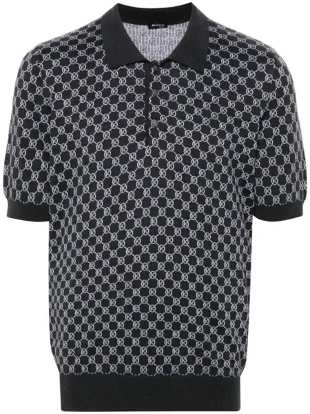 Kiton жаккардовая рубашка поло с монограммой, серый