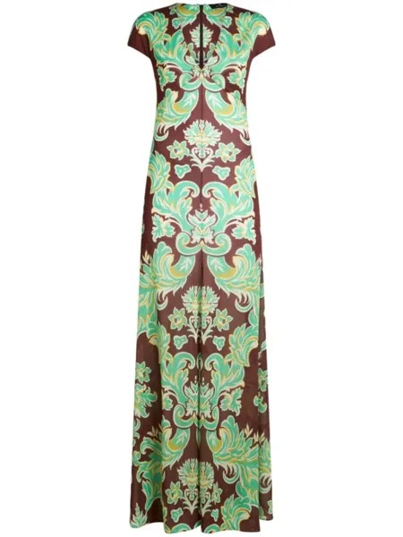 ETRO платье из джерси с графичным принтом, зеленый