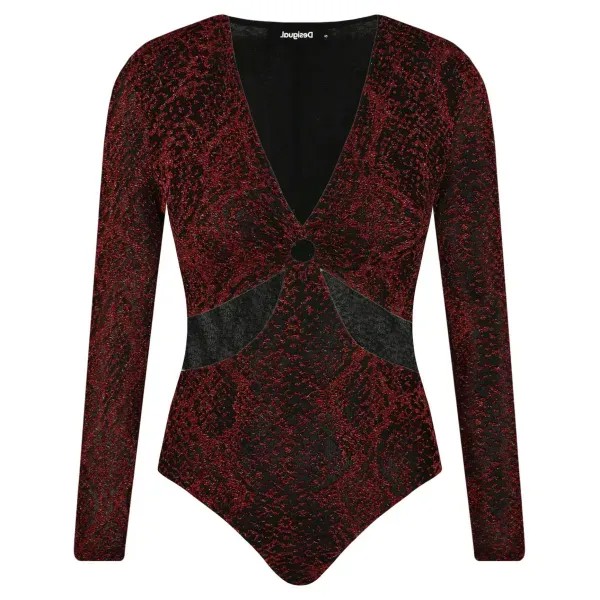 Тонкое подтянутое боди Desigual, бургунди