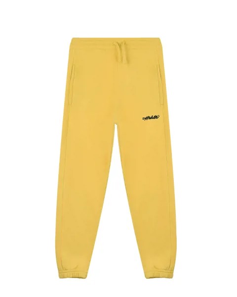 Желтые спортивные брюки с черным логотипом Off-White детские