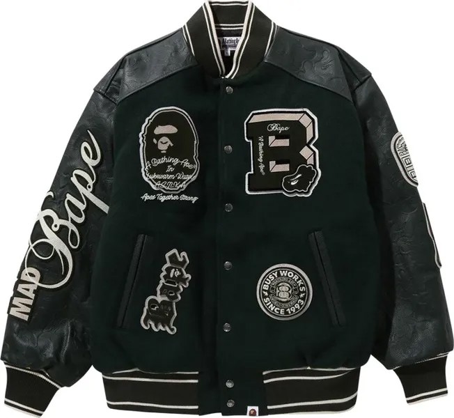 Куртка BAPE Patch Varsity 'Green', зеленый