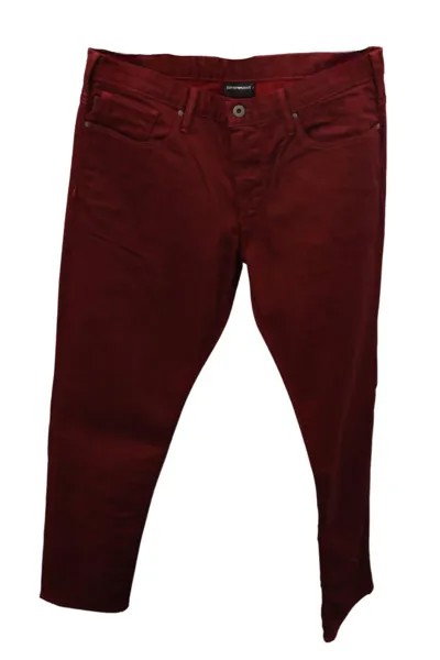 Красные узкие прямые джинсы Emporio Armani, красный