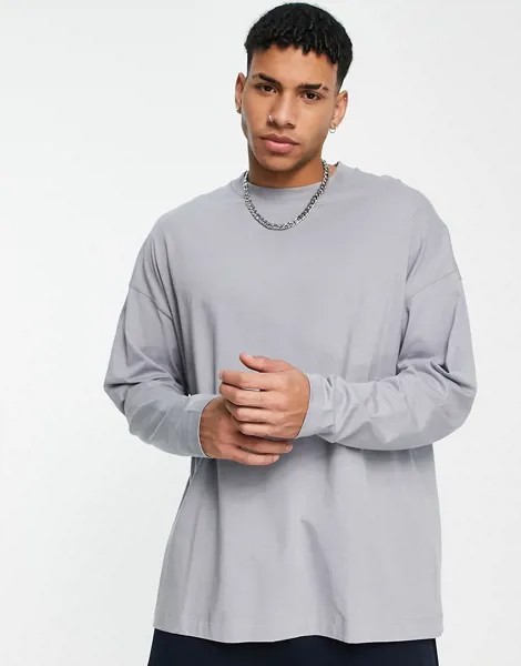 Серый лонгслив в стиле extreme oversized Topman