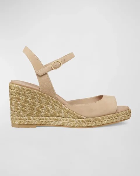 Замшевые эспадрильи Tia на танкетке Stuart Weitzman, цвет Adobe