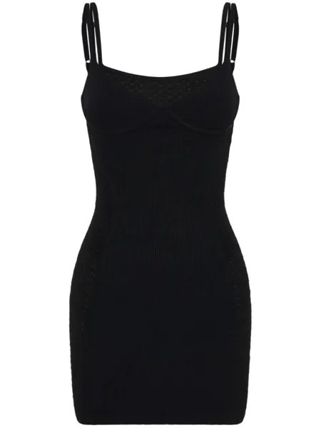 Платье мини Serpent в рубчик Dion Lee, черный