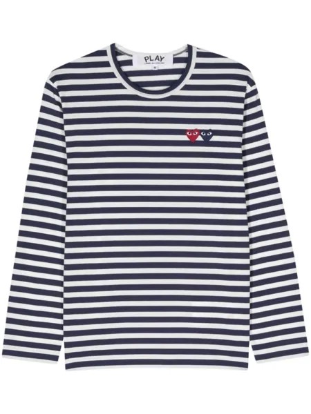 Comme Des Garçons Play полосатая футболка с нашивкой, синий
