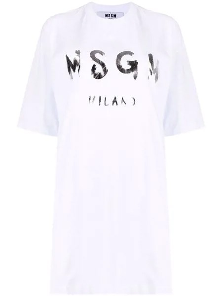 MSGM платье-футболка с логотипом металлик