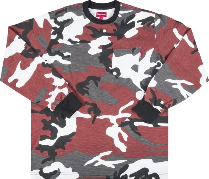 Футболка Supreme Long-Sleeve Pocket T-Shirt 'Camo', разноцветный