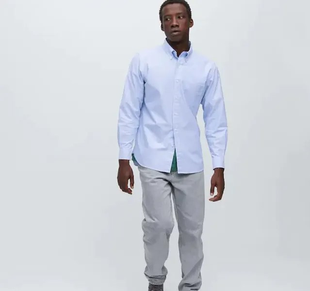 Рубашка оксфордская классического кроя Uniqlo Regular Fit Oxford, синий