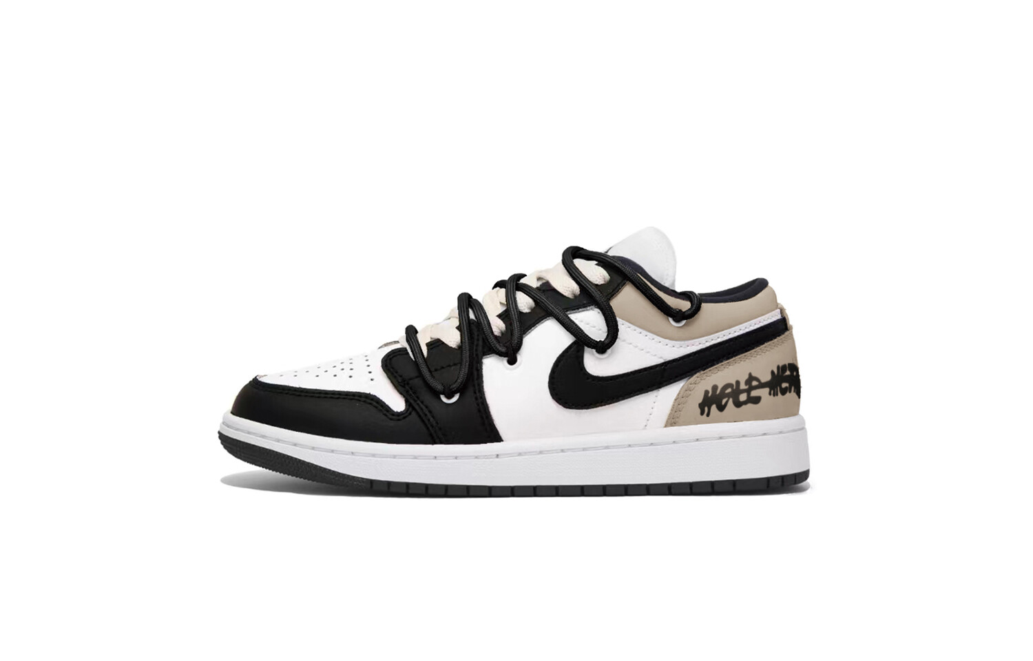 Кроссовки Air Jordan 1 Vintage Basketball Shoes Men Low-top Black/White/Brown, черный/белый/коричневый