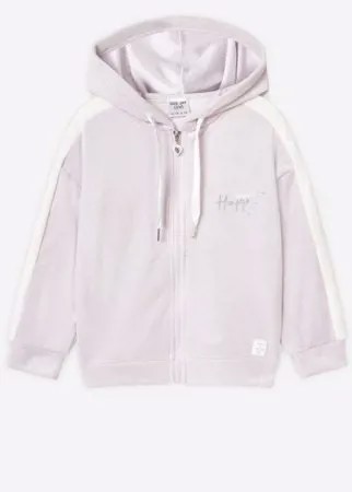 Сиреневая велюровая толстовка oversize с принтом для девочки Gloria Jeans