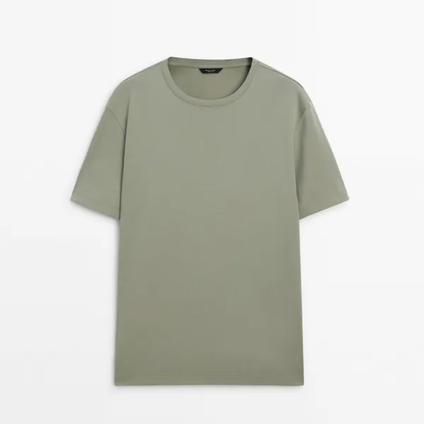 Футболка Massimo Dutti Short Sleeve Mercerised Cotton, светло-зеленый