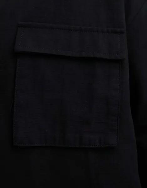 Черная свободная рубашка свободного кроя с длинными рукавами COLLUSION