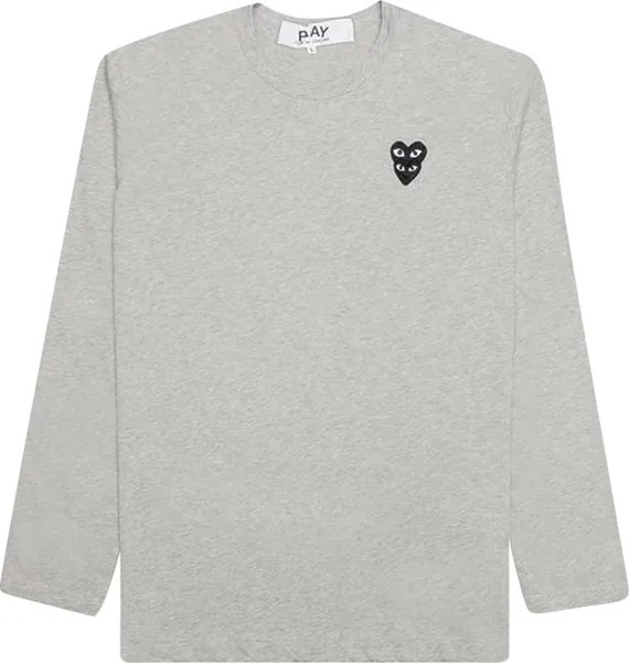 Футболка Comme des Garçons PLAY Stacked Heart Long-Sleeve T-Shirt 'Grey', серый