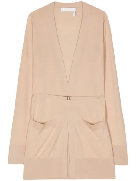 Chloé шерстяной кардиган с логотипом, нейтральный цвет