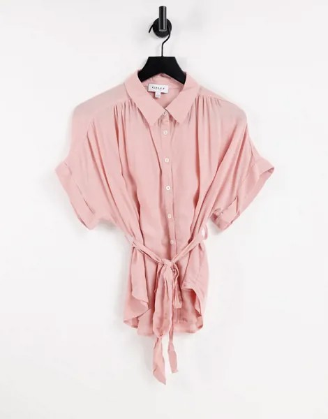Рубашка на пуговицах с завязкой на талии Gilli-Розовый цвет