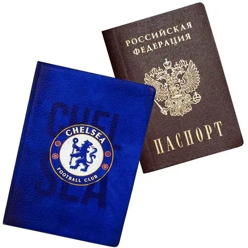 Обложка для паспорта , белый, синий