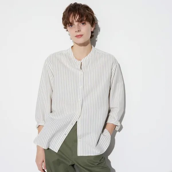 Рубашка Uniqlo linen, молочно-белый