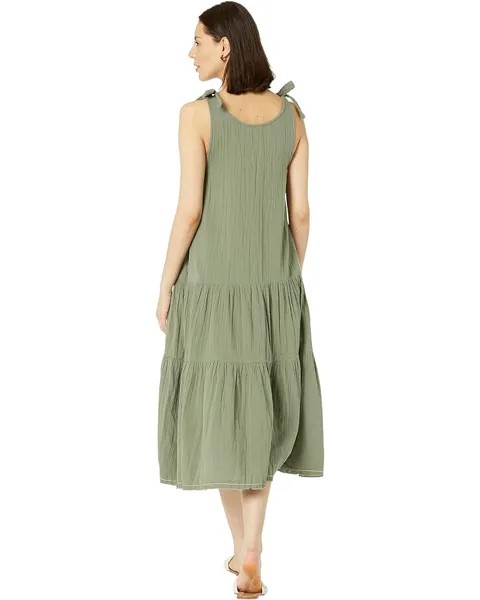 Платье Lilla P Double Gauze Tie Strap Peplum Dress, цвет Aloe