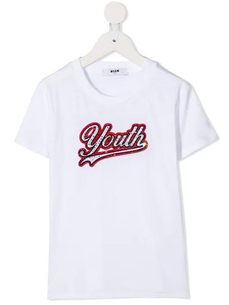 Msgm Kids футболка с пайетками и круглым вырезом