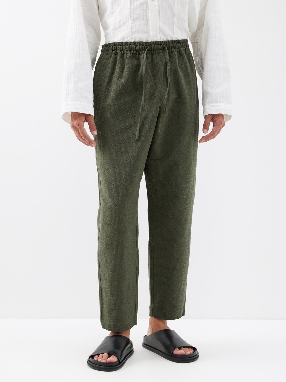 Широкие брюки из жатого хлопка alva YMC, зеленый