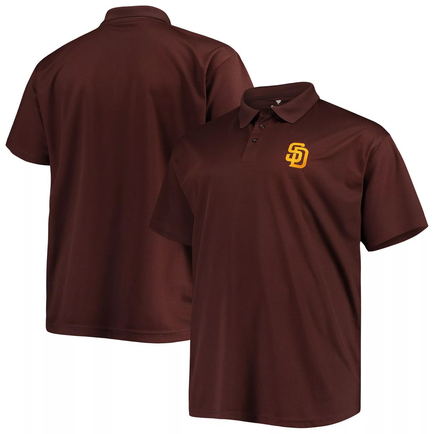 Мужская однотонная рубашка-поло с фирменным логотипом коричневого цвета San Diego Padres Big & Tall Birdseye Fanatics