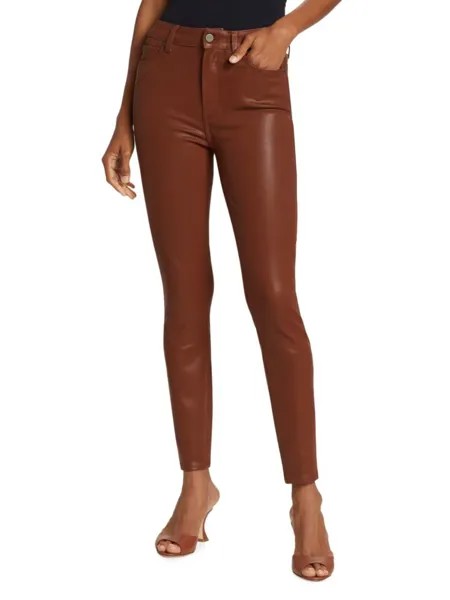 Джинсы скинни до щиколотки с высокой посадкой и покрытием Hoxton Paige, цвет Burgundy Brown