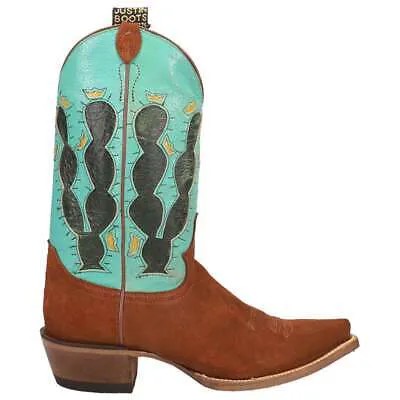 Justin Boots Pearced Snip Toe Cowboy Womens Blue Casual Boots L4453