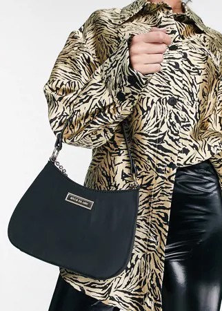 Черная сумка на плечо с овальным верхом и цепочкой River Island-Черный цвет