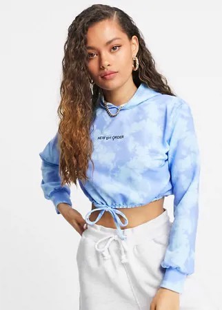 Синий короткий худи от спортивного костюма с принтом тай-дай New Girl Order Petite-Голубой