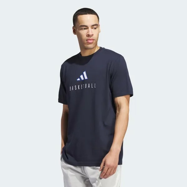 Футболка с логотипом Worldwide Hoops и графическим рисунком Adidas, цвет Legend Ink