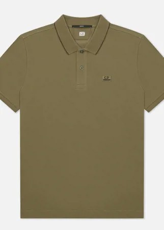 Мужское поло C.P. Company Stretch Pique Classic Logo Badge, цвет зелёный, размер S