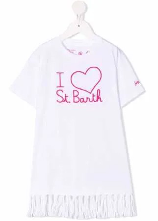 Mc2 Saint Barth Kids платье-футболка с бахромой и логотипом