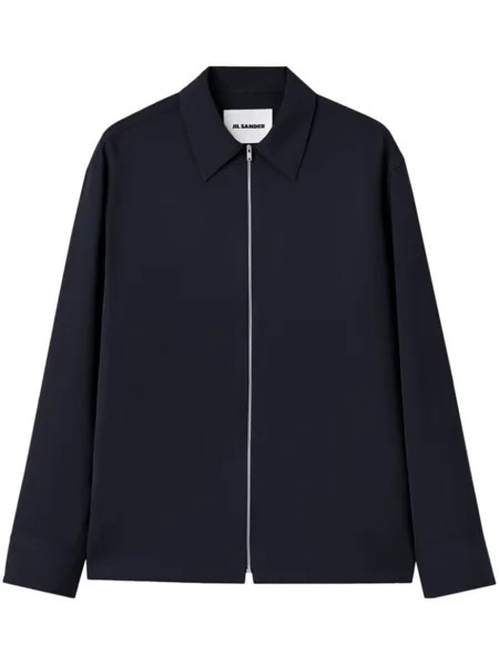 Jil Sander шерстяная рубашка на молнии, синий