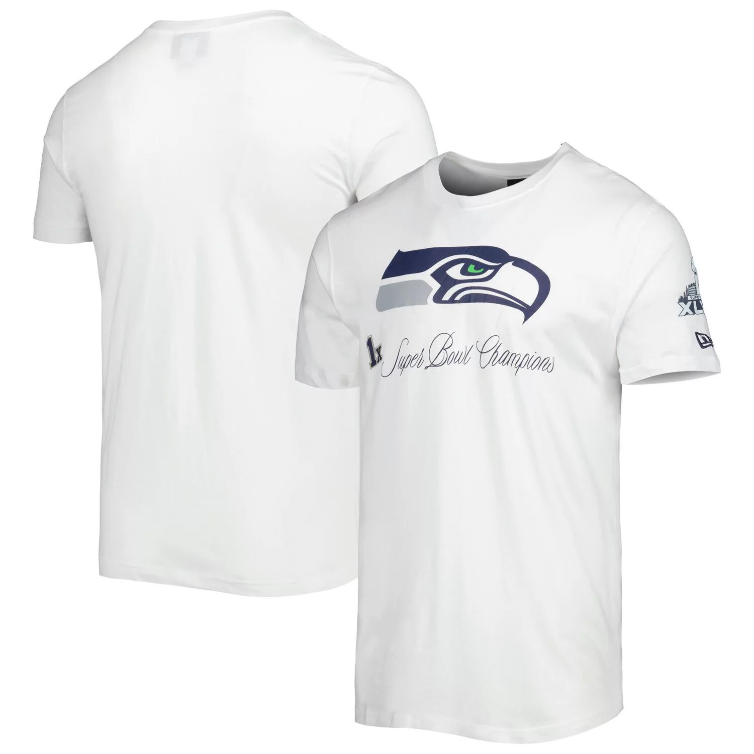 Мужская белая футболка Seattle Seahawks Historic Champs New Era