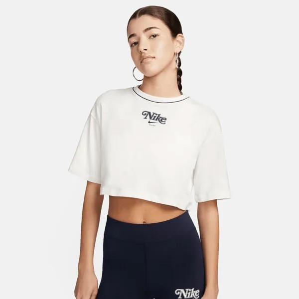 Спортивная укороченная футболка EF NIKE, цвет sail