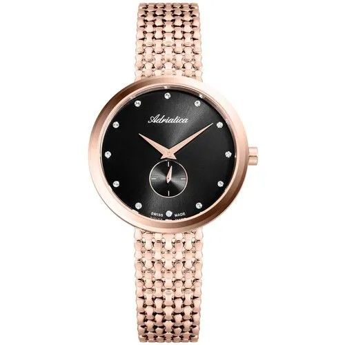 Наручные часы Adriatica A3724.9144Q, черный, розовый