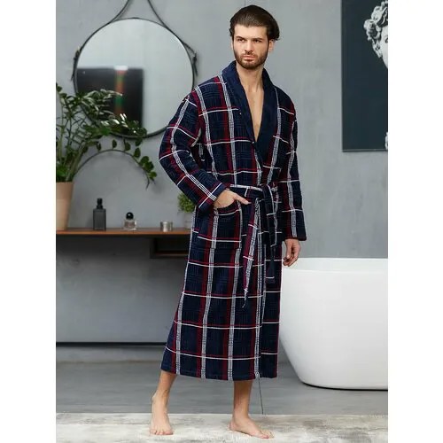Халат LIDER TEKSTIL, размер XL, бордовый, белый