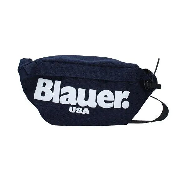 Поясная сумка Man Blauer Chico Waist Bag Синяя с логотипом Белая