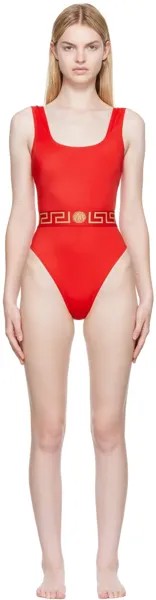 Красный слитный купальник Greca Versace Underwear
