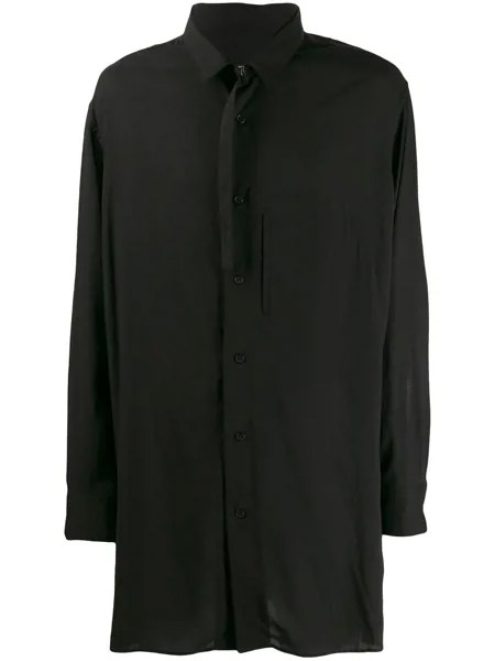 Yohji Yamamoto удлиненная рубашка с пряжкой на воротнике
