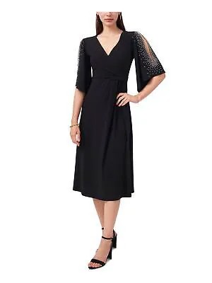 MSK Женское черное вечернее платье миди с открытыми плечами и искусственным запахом Petites PS