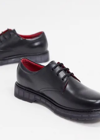 Кожаные туфли на шнуровке и массивной подошве Devils Advocate-Черный