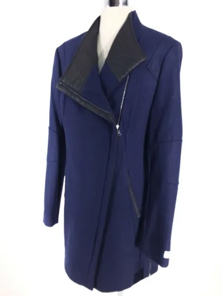 Женское пальто Calvin Klein NWT Темно-синее полушерстяное пальто INDIGO, миниатюрный размер PL