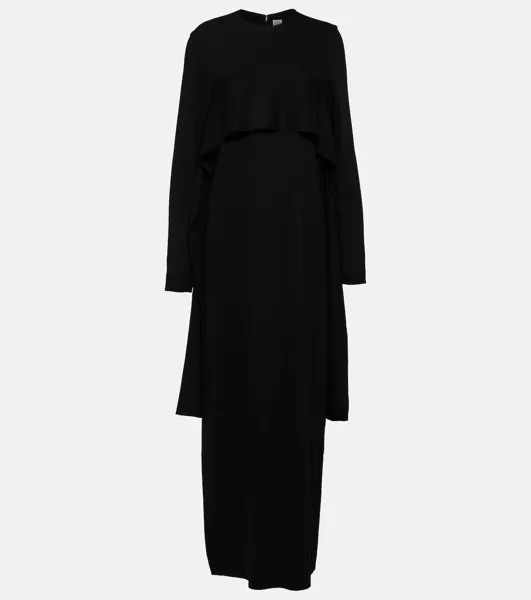 Платье макси из кади с драпировкой Toteme, черный