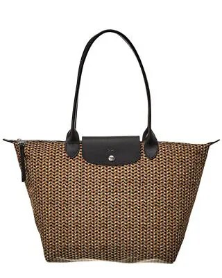 Longchamp Le Pliage Micro, большая женская сумка-тоут из нейлона и кожи с длинной ручкой, коричневая