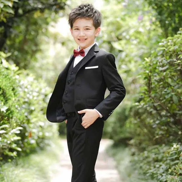 4 PCs Дети Свадебный Blazer Костюм Бренд Цветочные мальчики Официальный смокинг школа костюм Дети Осенний набор одежды
