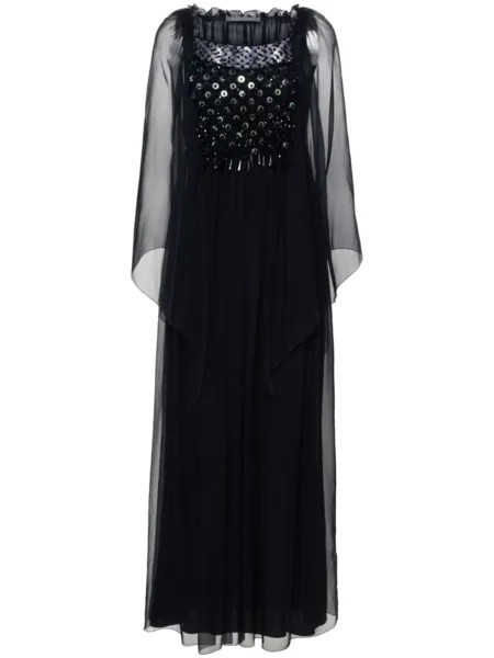 Alberta Ferretti платье макси с пайетками, синий