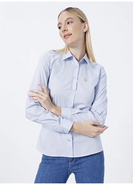 Рубашка женская синяя с воротником рубашки SALY022K U.S. Polo Assn., синий