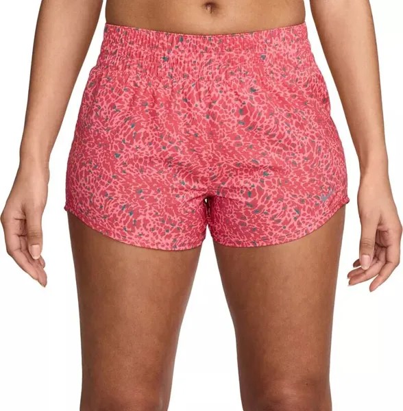 Женские шорты Nike One Dri-FIT со средней посадкой, 3 дюйма, на короткой подкладке, коралловый